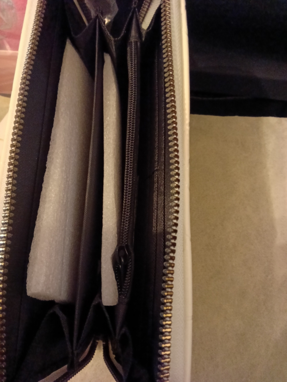 Off White Embossed Floral Patent Zip-Around Wallet - Picture 6 of 7